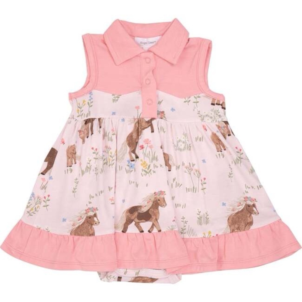 Angel Dear twirl dress onesie bodysuit horses watercolor baby girl floral bamboo - Picture 2 of 7